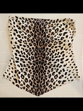Coco Reef Strapless Leopard Print Camisole - Cream and Black